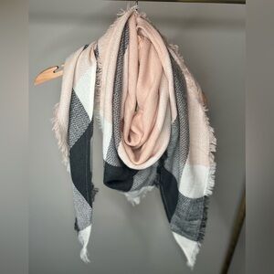Pink Grey and White Scarf